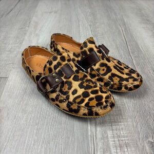 QUODDY WOMEN'S RING MULE IN LEOPARD HAIRCALF Size 7